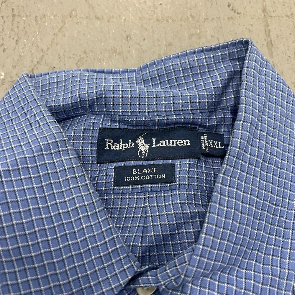 Polo Ralph Lauren Long Sleeve Button-Down Shirt XXL Blue with‎ White Stripes